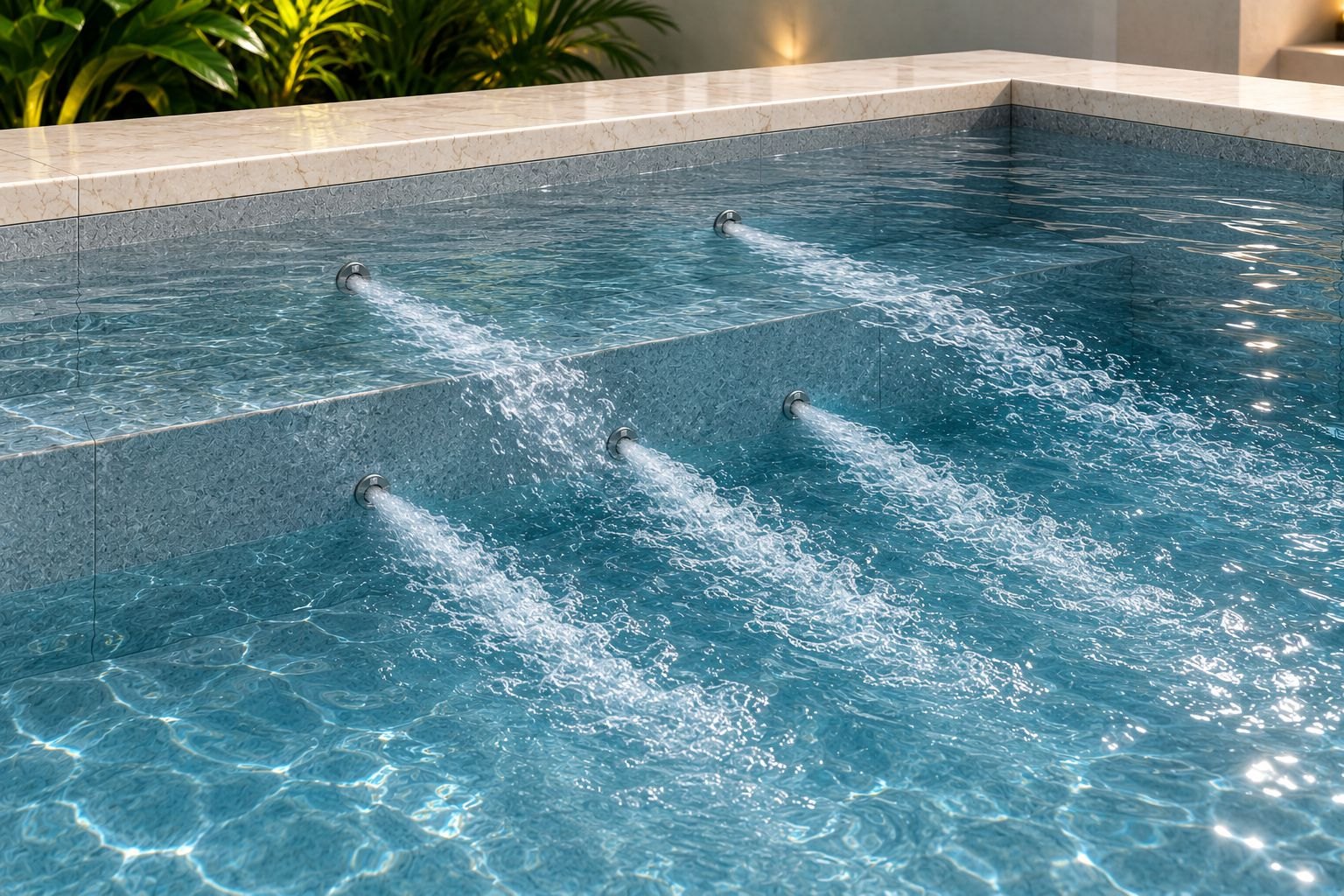 Mini Fit Platinum instalada em piscina de pastilha